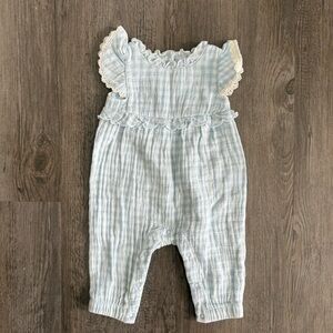 Cat & Jack Baby Girls' Gingham Sleeveless Romper Blue